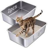 Holintan litière en inox 2-pack — vue avant, facile à nettoyer.