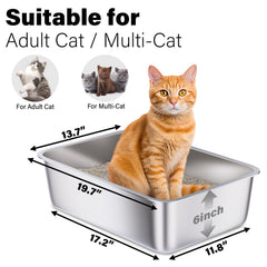 Holintan litière en inox 2-pack — intérieur spacieux pour chats.