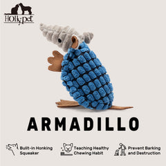 Peluche Hollypet Armadillo durable avec textures douces pour masser les gencives.