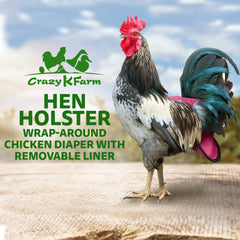 Holster harnais poule rose avec attache de laisse sécurisée.