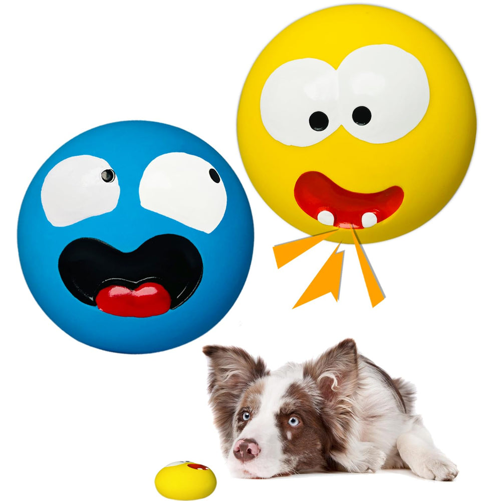 Balle HOLYSTEED siffle avec visage sourire et divertit votre chien pendant les jeux.