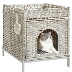 Homegroove grotte-chat-gris, refuge discret pour chat d'intérieur.