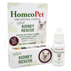 HomeoPet Feline Kidney Rescue, bouteille pour administration facile et soutien potentiel de la fonction rénale.