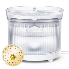Fontaine HomeRunPet avec pompe sans fil pour hydratation constante du chat.