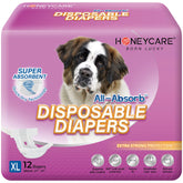 Honey Care couches jetables XL absorbantes pour chien, confort durable et protection.