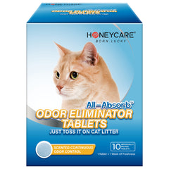 Honey Care tablettes odorantes pour litière chat jasmin bleu, absorption durable.