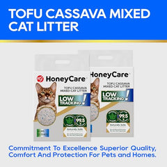 HoneyCare Tofu Cassava Litter contrôle des odeurs pour une pièce plus fraîche.