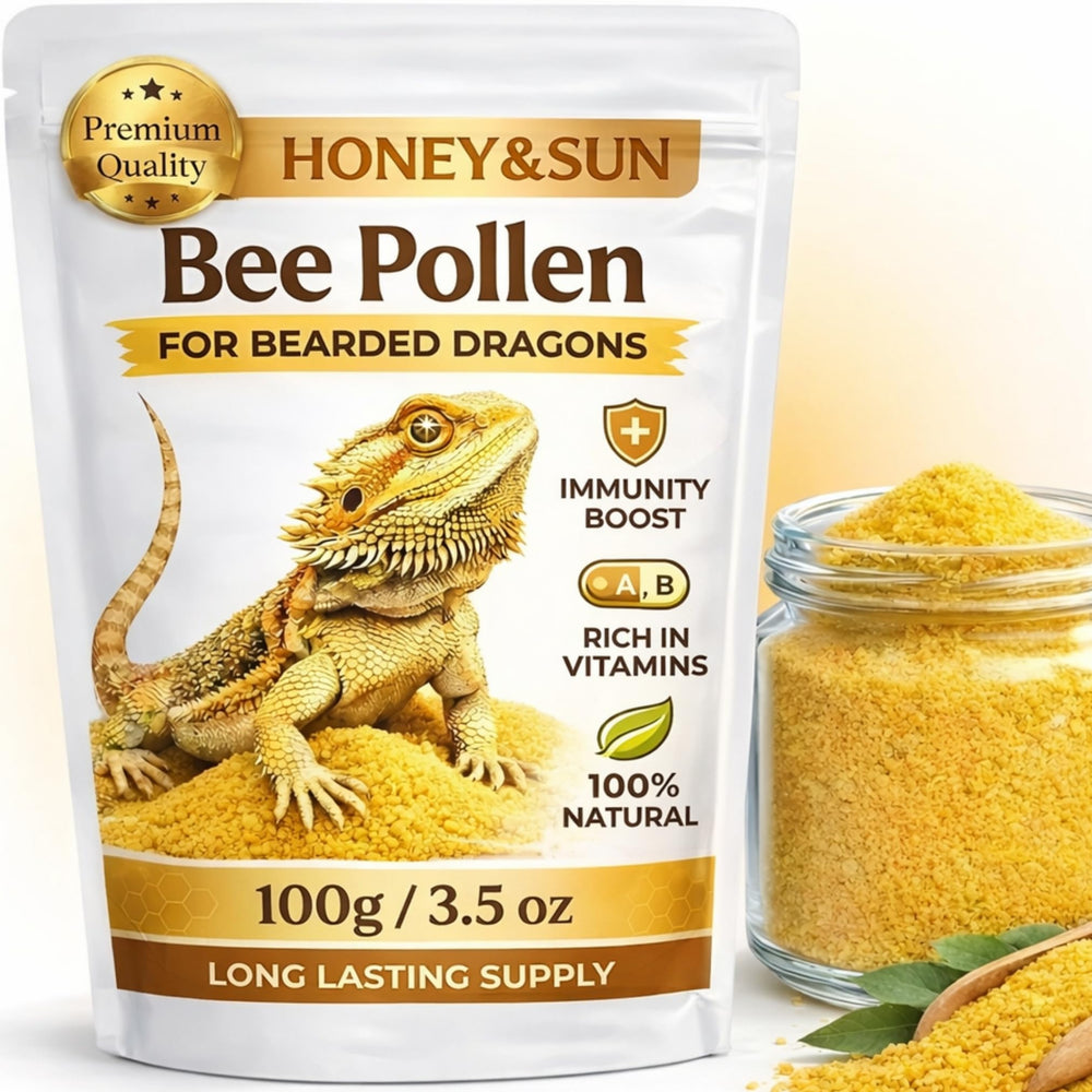 HoneySun pollen: poudre pure dans la bouteille, soutien nutritionnel pour reptiles.