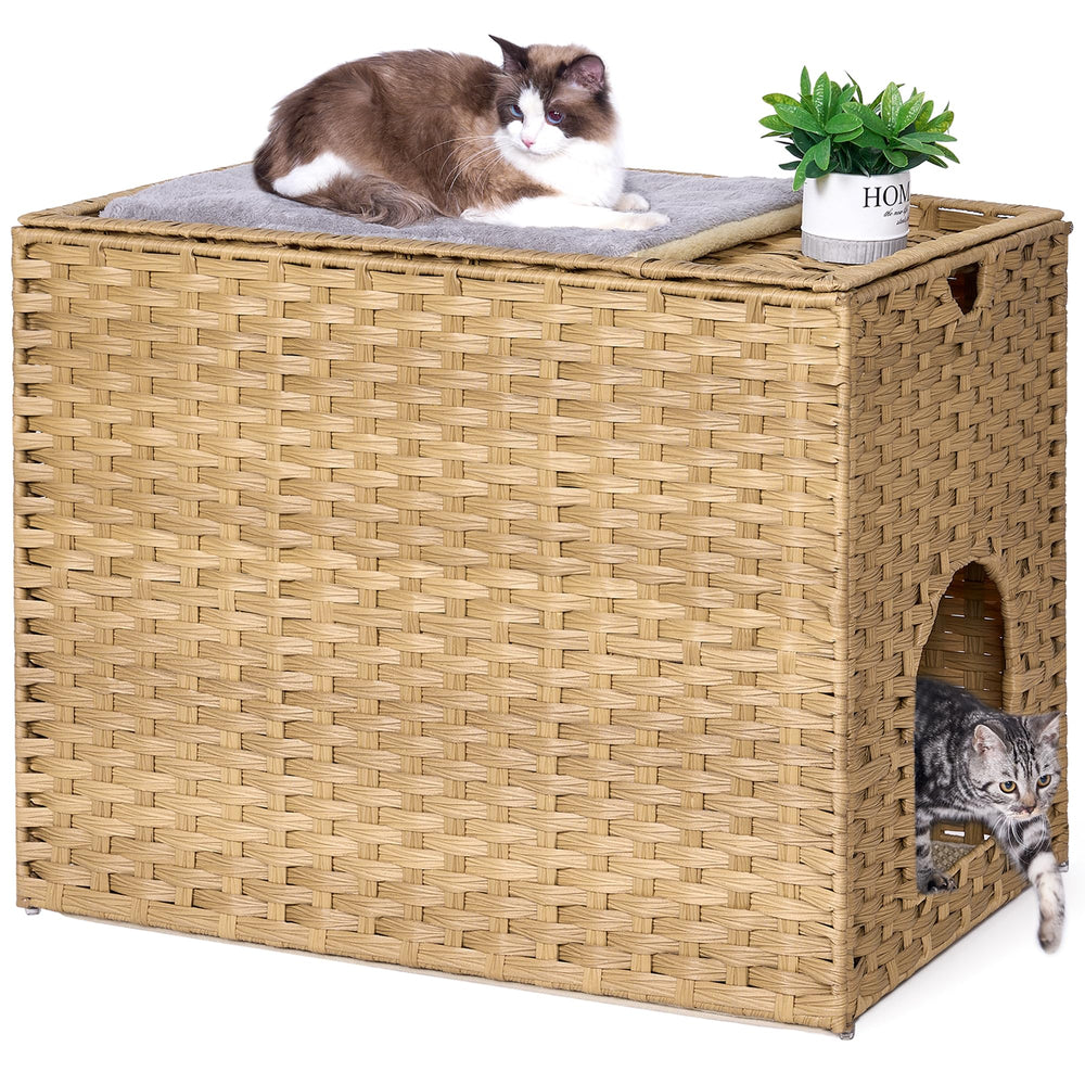 Cache-litière Honiakaka avec tapis traçant pour nettoyage facilité.