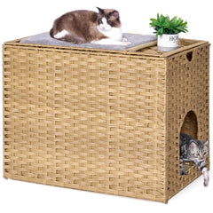 Cache-litière Honiakaka avec tapis traçant pour nettoyage facilité.