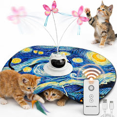 Hoobest chat-interactif-nuit-etoilee stimule l’activité ludique du chat d’intérieur.