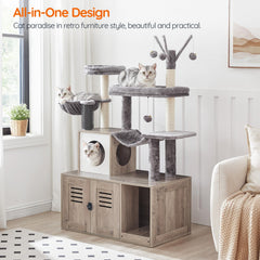 HOOBRO arbre-chat boîte-litière 30-7-po: espace vertical pour griffer et se reposer.