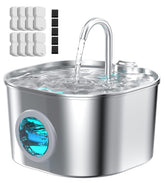 Fontaine chat HOOISE en acier inox, surface lisse et hygiénique sans joints.