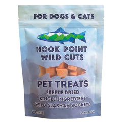 Hook Point Fisheries friandise saumon sockeye emballage, récompense naturelle pour chiens et chats.