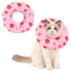 Collier-cône Hoopttay pour chat rose doux protège les plaies et évite le léchage