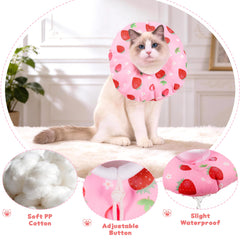 Collier-cône Hoopttay pour chat rose étanche aide aux soins après opération