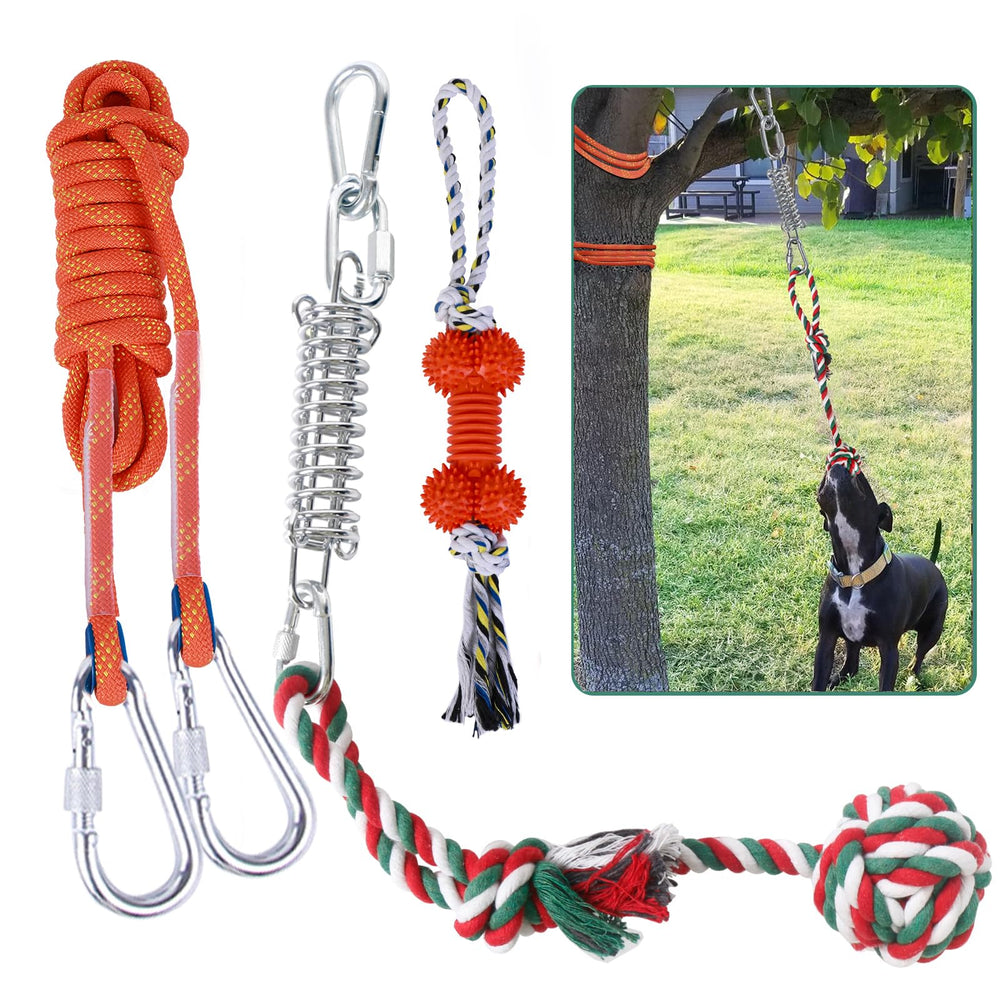 Jouet Hopet pour chien: corde élastique suspendue en extérieur favorisant l’exercice.