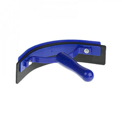 HORZE grattoir-sueur-une-main bleu, nettoyage rapide et confortable lors du pansage.