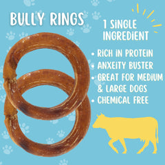 Détail des anneaux Bully Stick 4 pouces hotspot-pets, texture naturelle et durable.