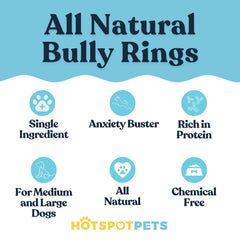 Anneaux bully-stick Hotspot Pets, durables pour mastiquer et dentition.