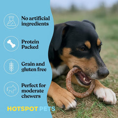 Anneaux bully-stick sans additifs Hotspot Pets pour chien sensible.