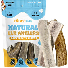 Hotspot Pets cornes d'elan fendues pour chiens moyens, longueur 4-6 pouces, activité durable.