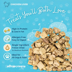 Hotspot Pets foie de poulet séché en sachet, snack pratique et savoureux.
