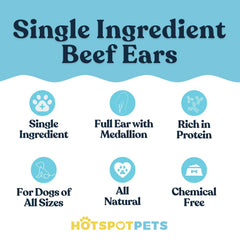 Hotspot Pets Oreilles de boeuf naturelles, texture durcie pour une mastication longue
