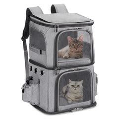 HOVONO sac à dos porte-animaux, vue avant, double compartiments pour deux animaux.