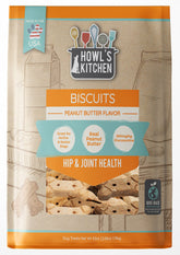 Howl's Kitchen Biscuits: texture croustillante au beurre de cacahuète, récompense idéale pour chiens actifs.