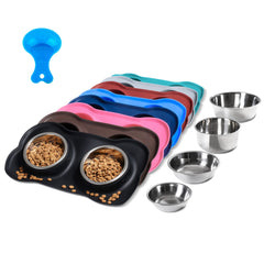 Hubulk ensemble de bols en acier inoxydable avec tapis anti-débordement pour repas propres.