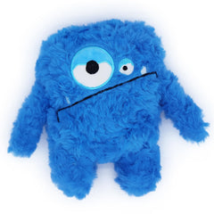 HUGEME peluche siffante bleu face, douceur rassurante et jouet attractif.