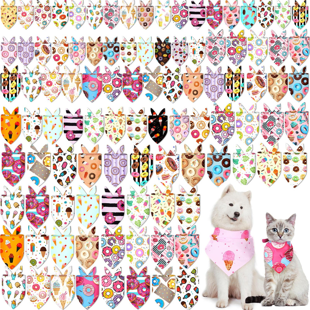Bandana pour chien Huhumy, motif beignet estival, parfait pour sorties plage.