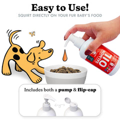 Vital Pet Life huile de saumon, peau saine et hydratée pour animaux.