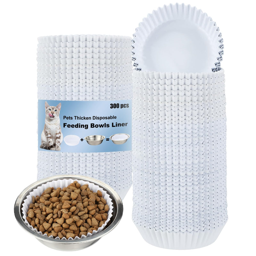 Hushee revêtement jetable pour bol animal blanc, protège le bol et simplifie le nettoyage.