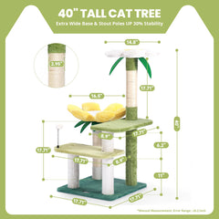 HYABI arbre-chat avocat 40 pouces – design floral élégant pour la déco