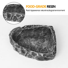 Bol de nourriture Hygger zoo en résine noire, adapté au repas des reptiles.