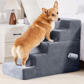 HYLEORY Escaliers pour chien-lit 5 étages, vue latérale, stabilité renforcée pour petits chiens et chats.