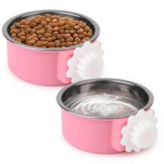 Hypeety gamelle anti-fuite attachable rose pour cage, évite les déversements.