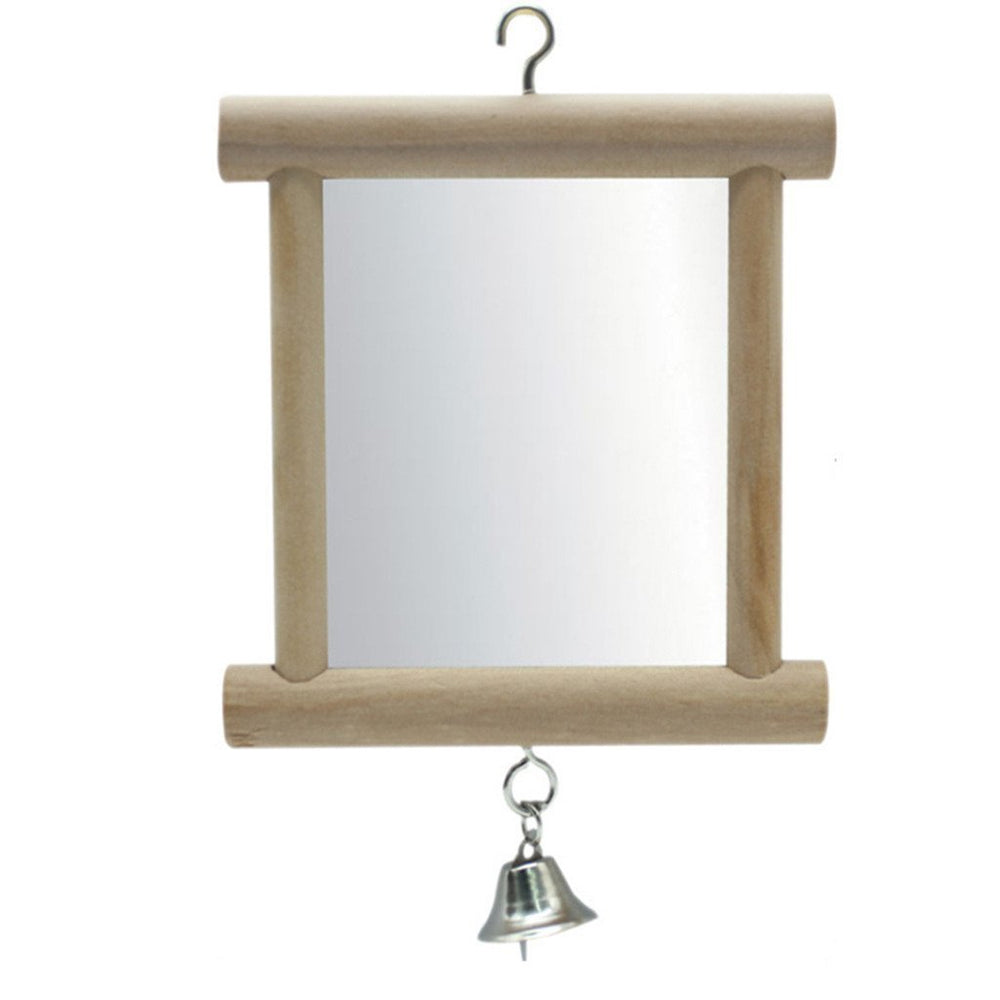 Miroir interactif Hypeety pour oiseau avec cloche, stimule curiosité et amusement.