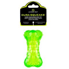 Hyper Pet Dura-Squeaks os vert flottant, parfait pour jeux aquatiques.