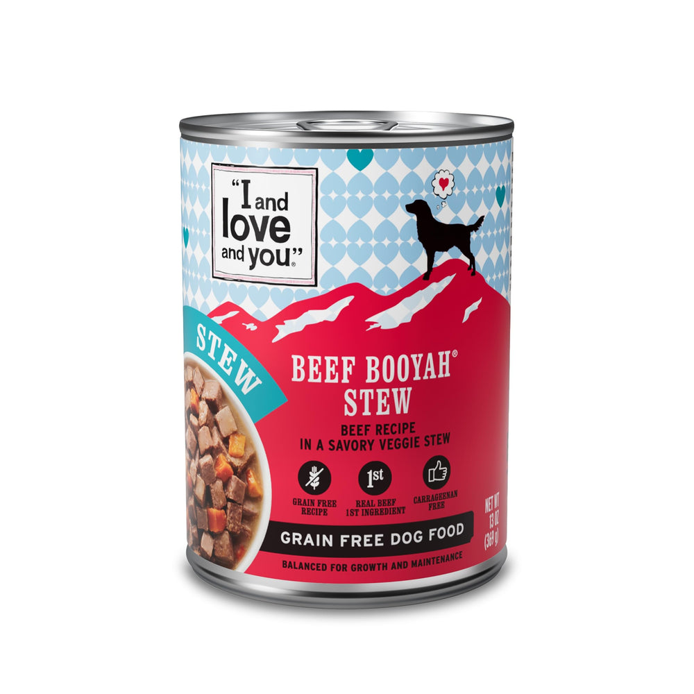 I AND LOVE AND YOU – Boîte ouverte de ragoût au bœuf, repas appétissant pour chiens.