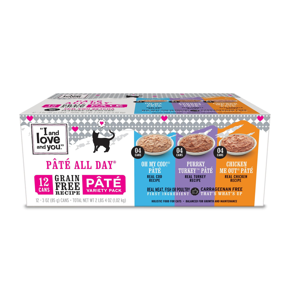 I AND LOVE AND YOU – chat, boîtes pâté lisse, texture gourmande et hydratation naturelle.