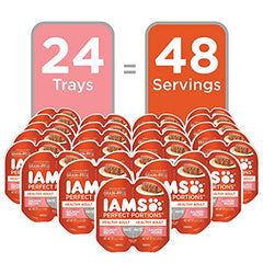 Portion individuelle de pâté dinde IAMS, facile à servir.