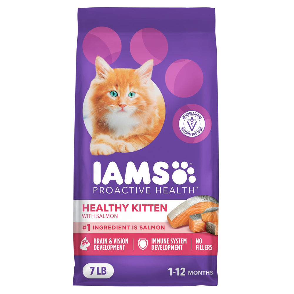 IAMS Proactive Health Chaton saumon sec, sachet 7 lb, repas riche en saumon.