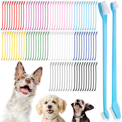 IANFAN brosse-dents chien double tête et poignée longue pour zones difficiles.