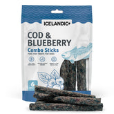 Icelandic+ Combo Morue et Myrtilles, friandise croquante protéinée.