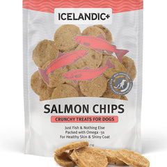 Icelandic+ Fish Chips Saumon, croquant petit format, friandise d’entraînement.