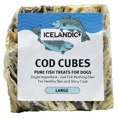 Icelandic+ Morue Cube emballage visible, friandise naturelle pour chien