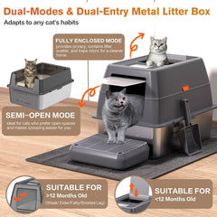 ICYAIR bac litière XXXL, entrée frontale, accès facilité pour les chats.